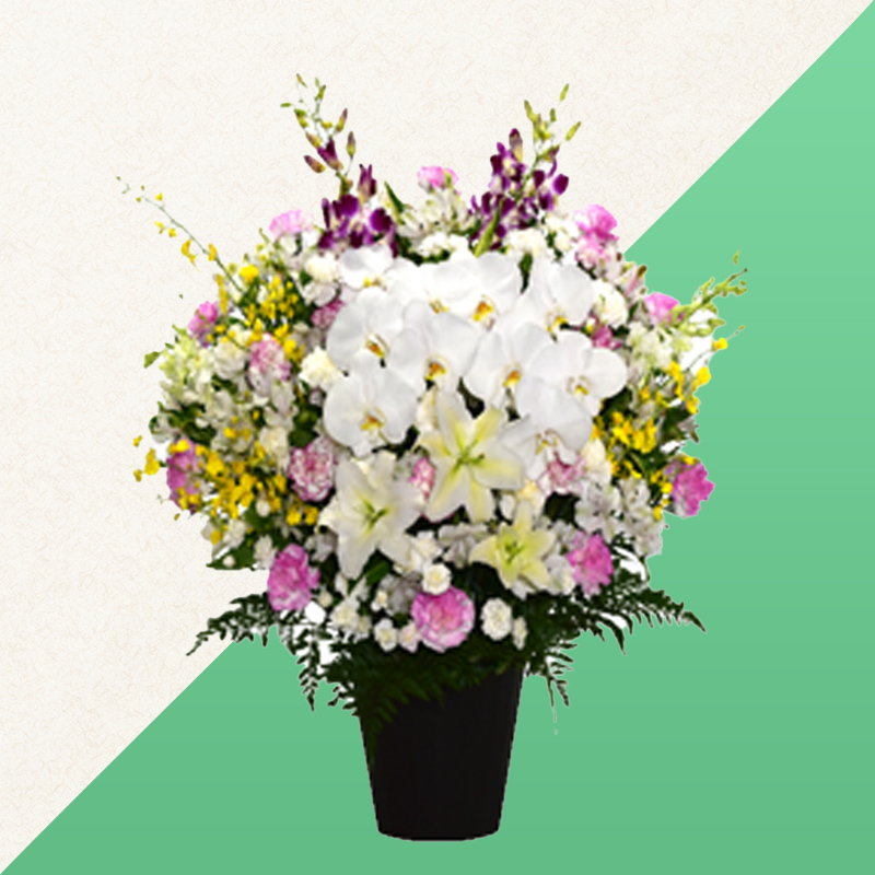 ファミリーホール高津の供花、洋花 【胡蝶蘭・百合入】 27,500円